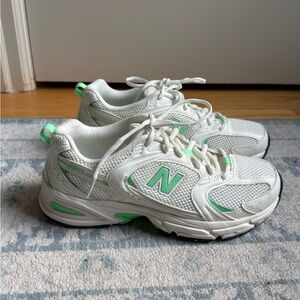 New Balance Cream and Green Athletic Shoes